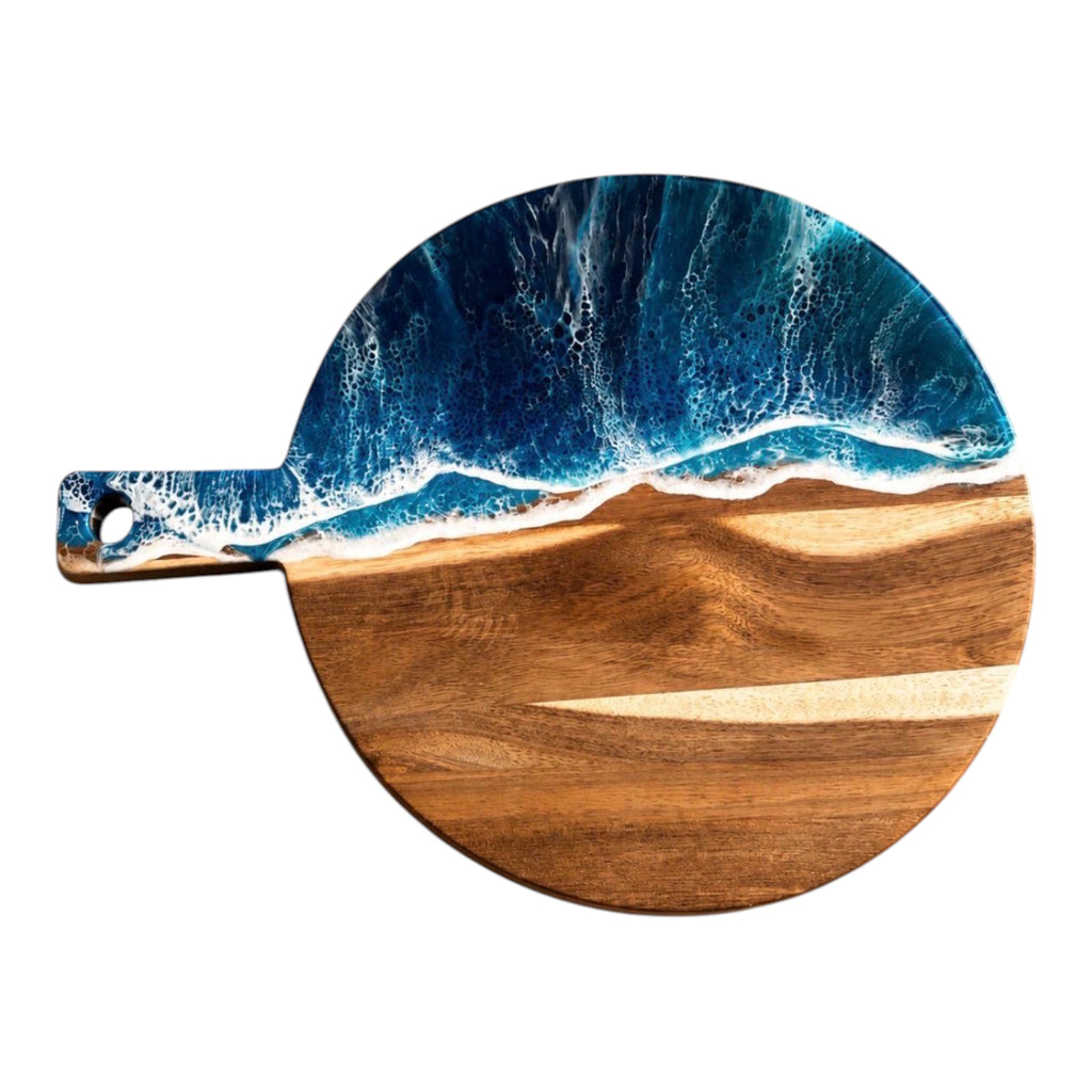 Ocean Wave Charcuterie Board 15x20 Resin Serving Board Coastal Beach Decor