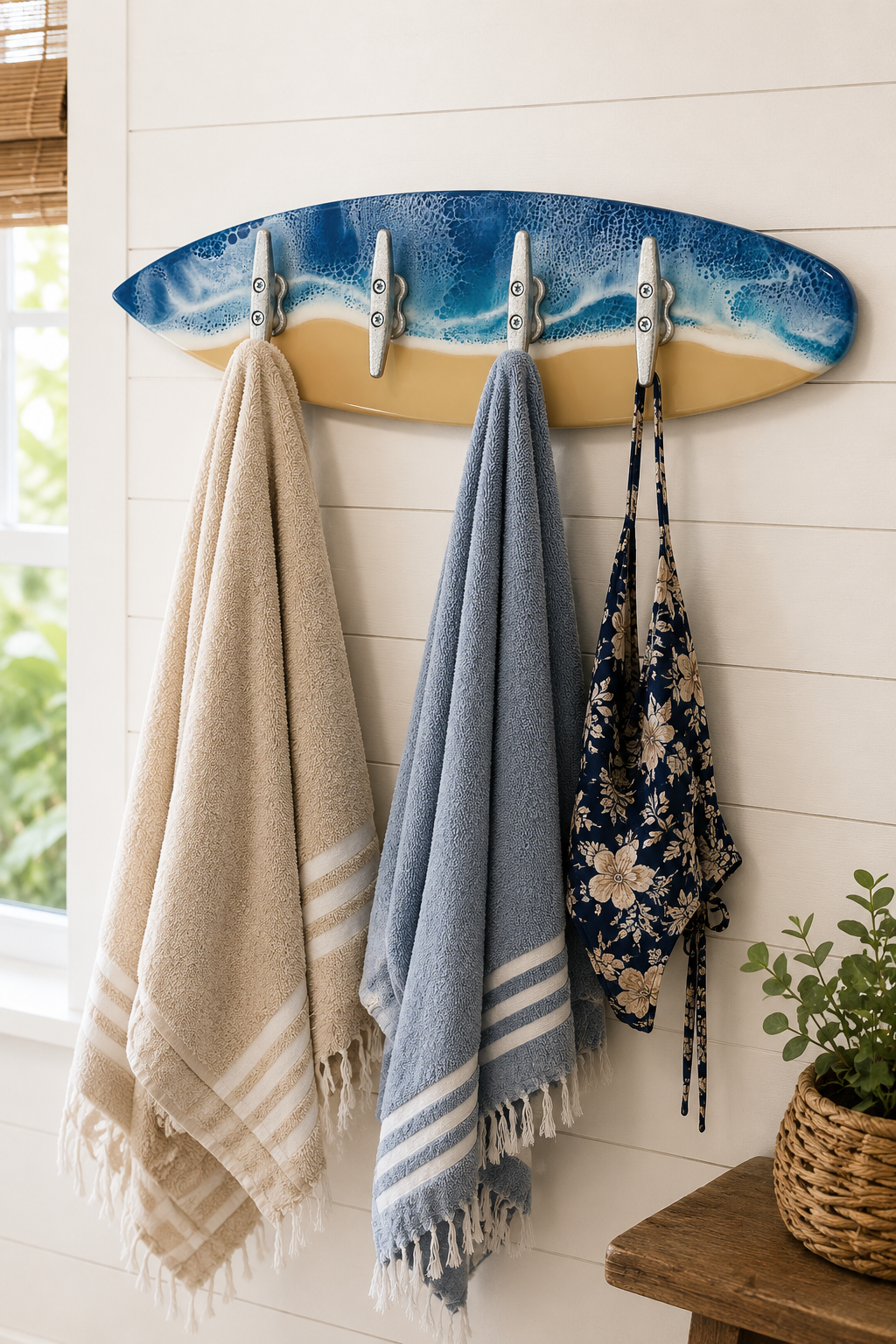 Coastal Surfboard Wall Mounted Hook Rack
